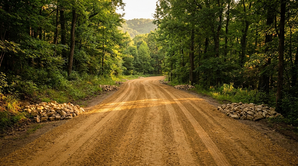 Completed gravel driveway resurfacing